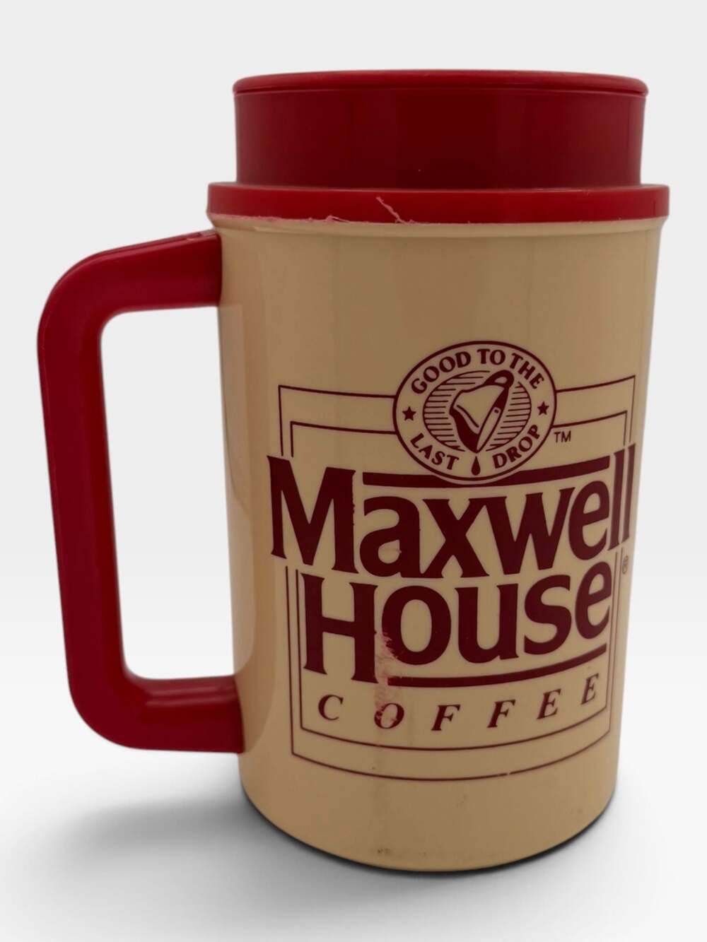 Vintage Maxwell House Coffee Whirley Thermo Plastic Travel Mug